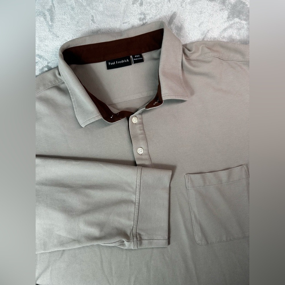 Paul Fredrick Pullover Shirt Mens 4XLT Long Sleeve Stretch Pocket Casual